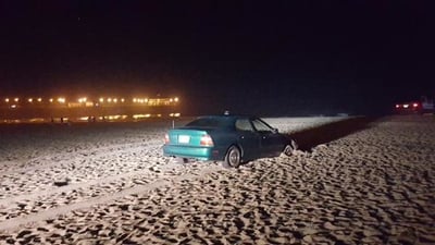 DUI Drink Driving Man Leaves Car on Beach